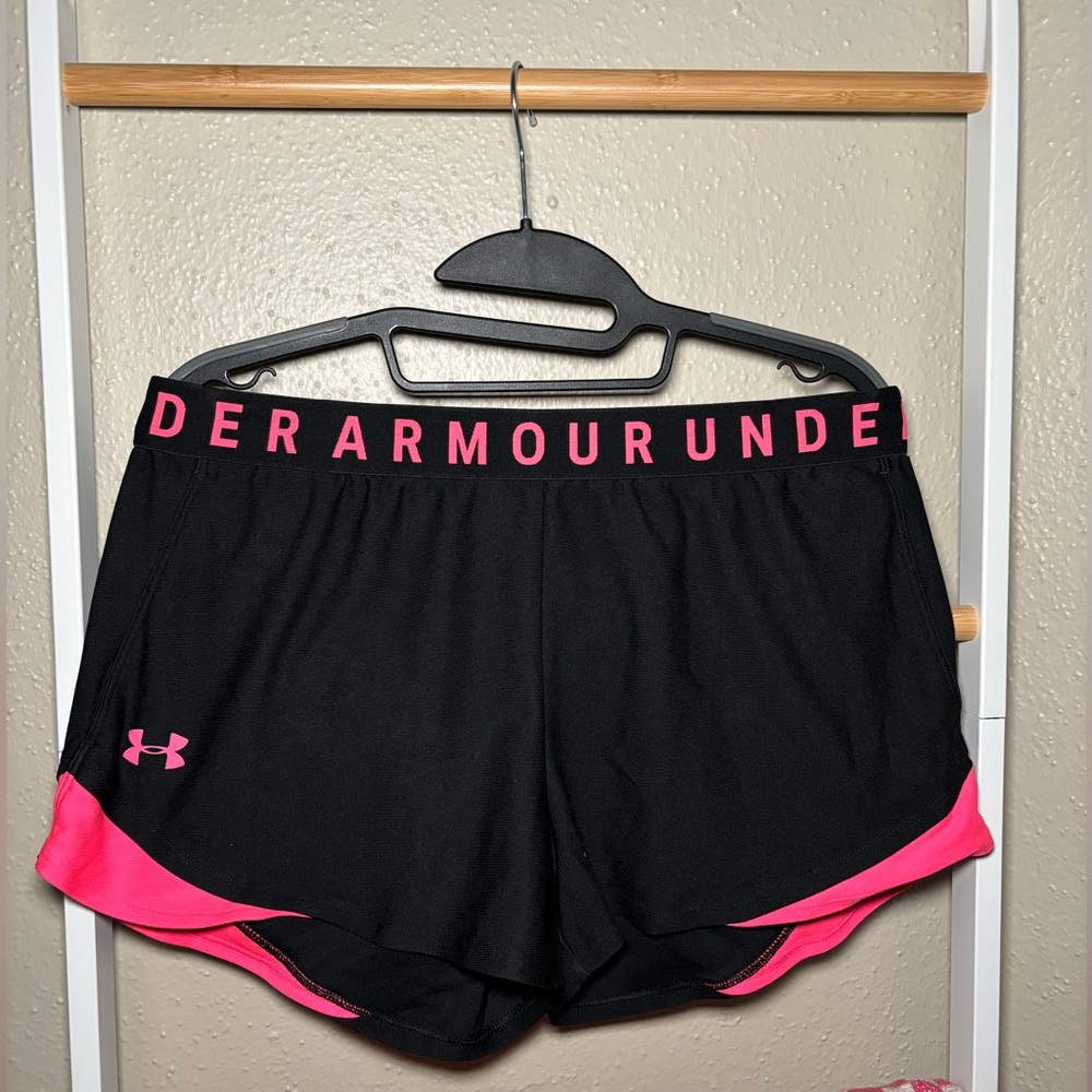 Under Armour Black and Pink Athletic Shorts Performance Fit